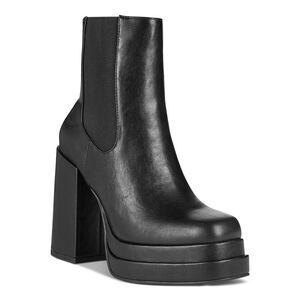 WILD PAIR Womens Black 1-3/4" Double Platform Ohara Toe Block Heel Chelsea 9 M